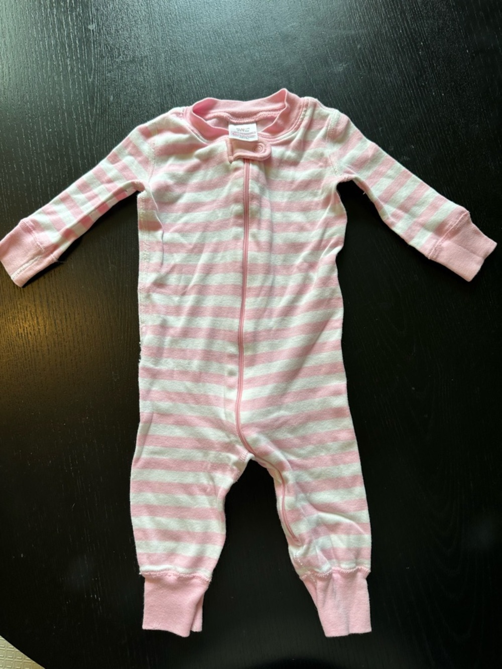 Hanna Andersson Pink and White Striped Zip One-Piece Footie